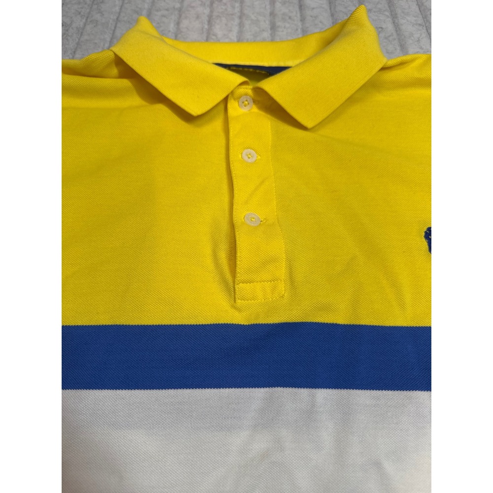 Polo Golf Ralph Lauren Mens XL Yellow Blue White Colorblock Pima‎ Cotton Polo